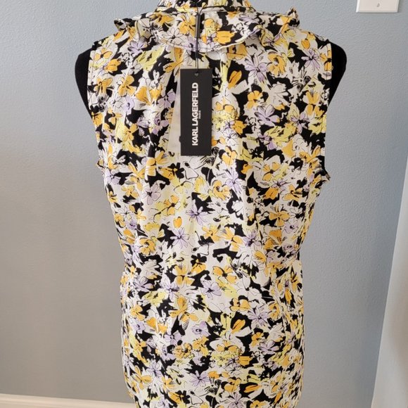 ❤️NEW Karl Lagerfeld Paris Yagavi Ruffle Blouse Sleeveless Size Medium NWT ❤️ - Picture 7 of 16